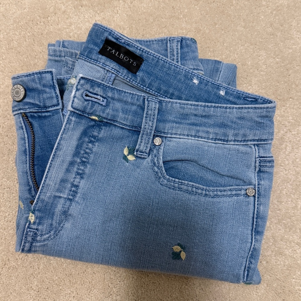 Talbots jeans with embroidered lemons